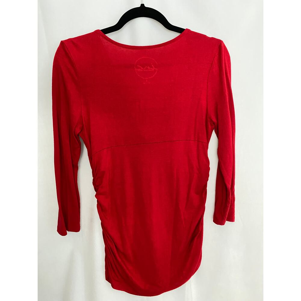 INC 3/4 Sleeve V-Neck Stretch Red 3/4 Sleeve Top Small - Picture 4 of 5